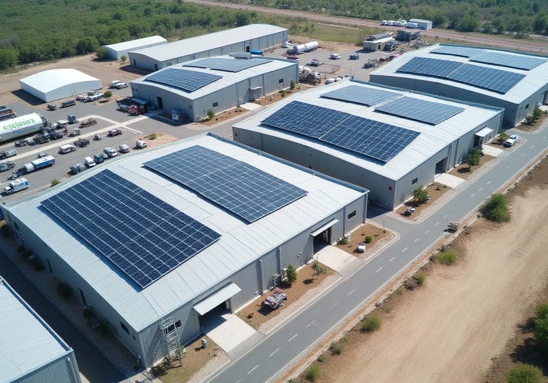 Solar panels on commercial roof