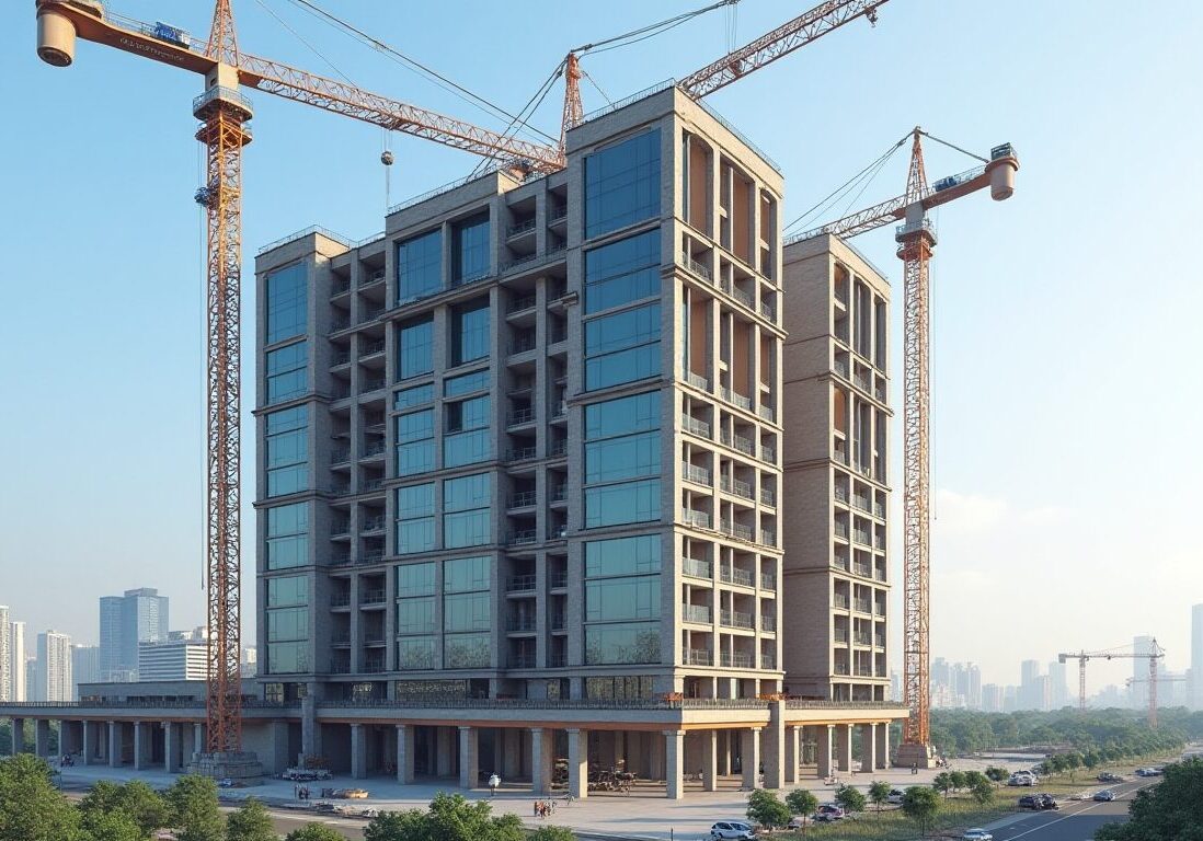 Construction Design and build of a large structure with cranes